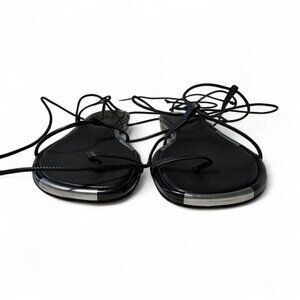Isabel Marant Jeiro Women's Strappy Black, Silver Leather Flat Sandals Sz 38 NEW